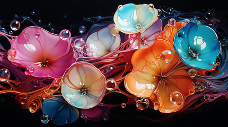 Discover the captivating artistry where paint flows uninhibitedly down the canvas, forming intriguing and unpredictable shapes. the world of abstract artistry through the guiding force of gravity.の素材