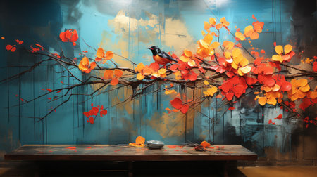 the vibrant beauty of the jungle canopy through our stunning drip painting. This abstract artwork captures the intertwining branches and lush leaves of the jungle, bringing a touch of nature's wonderの素材