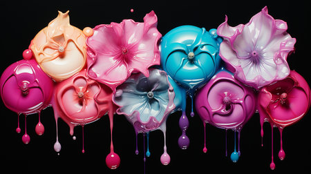Explore the mesmerizing journey of paint as it drips and dries, capturing the essence of time and creativity in a series of time-lapse drip paintings. the transformation of colors and formsの素材
