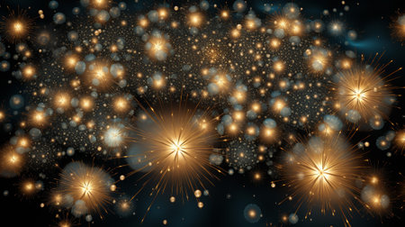 mesmerizing world of fractal fireworks, where digital art mimics the bursts and trails of real fireworks using intricate fractal geometry. fractal patterns creating an explosion of light and color.の素材