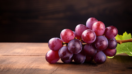 vibrant colors and alluring texture, grape photograph on a rustic wood background offers an ideal canvas for your culinary or design projects. The ample copy space allows for creative customizationの素材