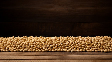 the natural beauty of soybeans against a rustic wood backdrop. This stunning photograph offers ample copy space for your creative needs. Perfect for agricultural, culinary, or health-related projectsの素材