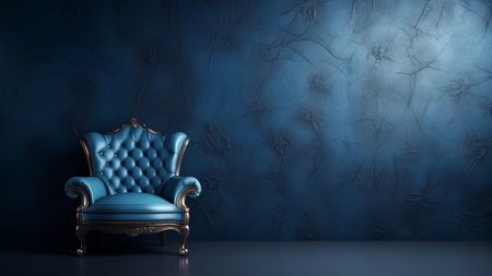 a stunning luxury blue room with ample copy space for your creative projects. This exquisite room offers a perfect blend of luxury and functionality, design ideas with elegance and styleの素材