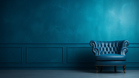 a stunning luxury blue room with ample copy space for your creative projects. This exquisite room offers a perfect blend of luxury and functionality, design ideas with elegance and styleの素材