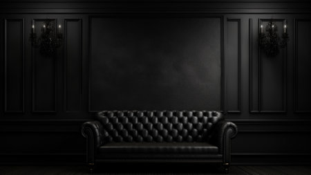 Step into sophistication with our luxury black room featuring abundant copy space, perfect for showcasing your unique style and creativity. Immerse yourself in a realm of opulence and design.の素材