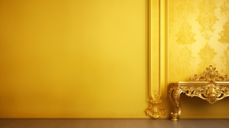 a vibrant yellow room. Immerse yourself in opulence and style as you explore the warm and inviting ambiance that only a luxury yellow room can provide. create the perfect yellow-themed retreat in homeの素材