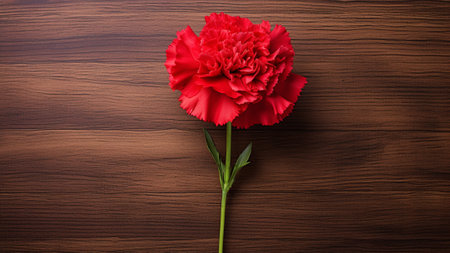 Capture the timeless beauty of a Carnation (Dianthus) flower against a rustic wood background, providing ample copy space for your creative projects.の素材