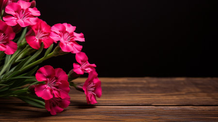 the beauty of Sweet William (Dianthus barbatus) flowers against a rustic wooden backdrop. This stunning photograph captures the essence of nature with ample copy space for your creative projectsの素材