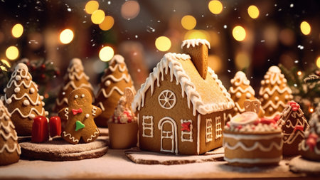 homemade cookies, intricately designed gingerbread houses, and an array of festive treats that bring the magic of Christmas to life. the warmth of the season through these delectable holiday delightsの素材