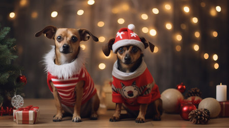 Spread the joy of the holiday season by capturing precious moments of your pets and loved ones adorned with playful reindeer antlers. Watch them light up the room with festive cheerの素材