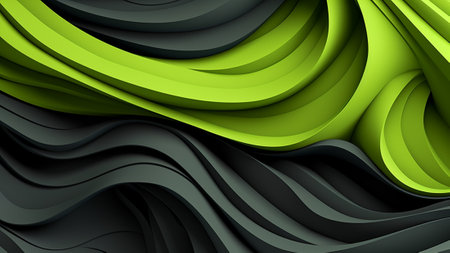 Contrasting and Bold Charcoal Gray and Lime Green Abstract Pattern Wallpaper. This visually striking design adds a modern twist to any room, perfect for who appreciate bold and unique decor choicesの素材