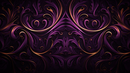 Transform your space with Dark Purple and Gold Abstract Pattern Wallpaper. Elevate your decor with the elegance and regal charm of this luxurious design. creating a sophisticated ambiance in any roomの素材