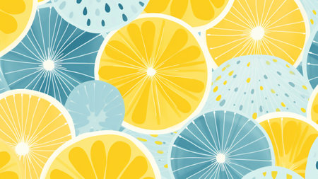 Elevate your home decor with our Lemon Yellow and Sky Blue abstract pattern wallpaper. This cheerful and playful design adds a vibrant touch to any room, creating a lively and inviting atmosphereの素材