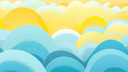 Elevate your home decor with our Lemon Yellow and Sky Blue abstract pattern wallpaper. This cheerful and playful design adds a vibrant touch to any room, creating a lively and inviting atmosphereの素材