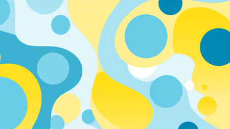 Elevate your home decor with our Lemon Yellow and Sky Blue abstract pattern wallpaper. This cheerful and playful design adds a vibrant touch to any room, creating a lively and inviting atmosphereの素材