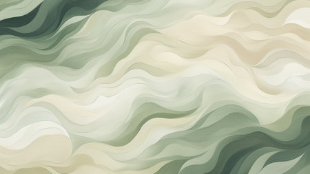 Muted Beige and Sage Green Abstract Pattern Wallpaper. This calming and neutral design adds a touch of serenity to any room. Elevate your interior decor with this beautiful wallpaper choice.の素材