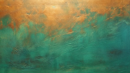 mesmerizing world of abstract patterns with a striking blend of emerald green and copper, adorned with captivating foil textures. creating stunning abstract patterns in this visually rich explorationの素材
