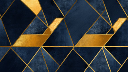 Discover a stunning Navy Blue and Gold abstract pattern background with intricate Geometric Lines. Elevate your design projects with this captivating and versatile backdrop.の素材