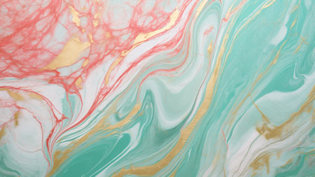 Rose Gold and Mint in our stunning Marble Swirls abstract pattern backgrounds. Perfect for adding a touch of sophistication to your design projects. Explore a unique blend of colors and textures todayの素材