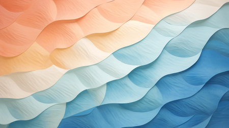 Discover a mesmerizing abstract pattern background in soothing Sky Blue and Peach colors, featuring intricate Paper Cutouts. This versatile design is perfect for adding a touch of eleganceの素材
