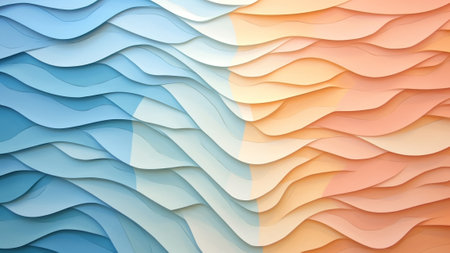 Discover a mesmerizing abstract pattern background in soothing Sky Blue and Peach colors, featuring intricate Paper Cutouts. This versatile design is perfect for adding a touch of eleganceの素材