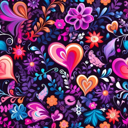 Discover an enchanting amalgamation of delicate floral intricacies entwined within the soft embrace of heart shapes. Perfect for celebrating love, Valentine's Day, and expressing affectionの素材