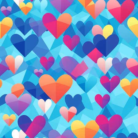 Valentine's Day gifting with our mesmerizing geometric heart patterns. Our collection showcases a diverse array of meticulously crafted geometric heart shapes in vibrant colors and varied sizesの素材