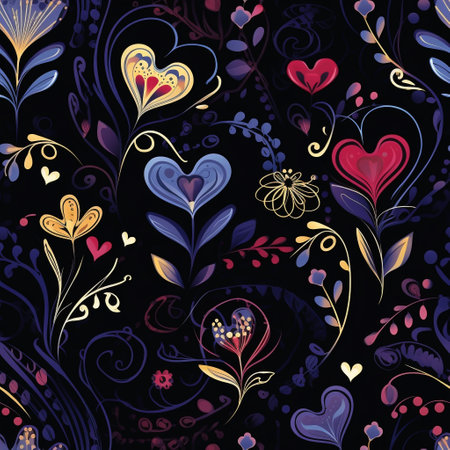 Discover an enchanting amalgamation of delicate floral intricacies entwined within the soft embrace of heart shapes. Perfect for celebrating love, Valentine's Day, and expressing affectionの素材
