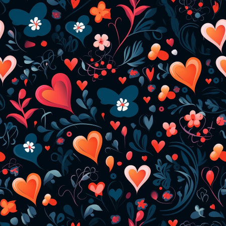 Discover an enchanting amalgamation of delicate floral intricacies entwined within the soft embrace of heart shapes. Perfect for celebrating love, Valentine's Day, and expressing affectionの素材