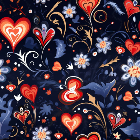 Discover an enchanting amalgamation of delicate floral intricacies entwined within the soft embrace of heart shapes. Perfect for celebrating love, Valentine's Day, and expressing affectionの素材