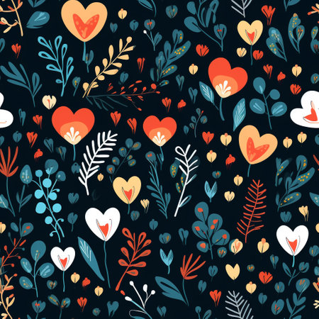 essence of love in Valentine's Day wrapping paper collection. Delicately entwining hearts with the serenity of nature's elements flowers, leaves, and vines the beauty of romance and nature's embraceの素材