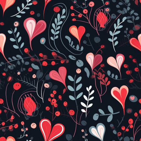 essence of love in Valentine's Day wrapping paper collection. Delicately entwining hearts with the serenity of nature's elements flowers, leaves, and vines the beauty of romance and nature's embraceの素材