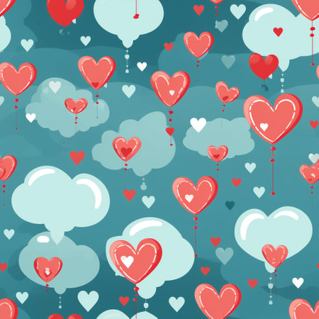 the essence of love with our whimsical heart-shaped balloon pattern, perfect for Valentine's Day. a delightful array of floating heart balloons, creating a charming and romantic ambiance.の素材