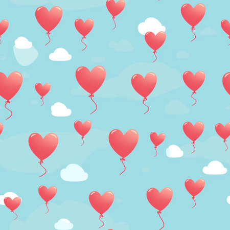 the essence of love with our whimsical heart-shaped balloon pattern, perfect for Valentine's Day. a delightful array of floating heart balloons, creating a charming and romantic ambiance.の素材