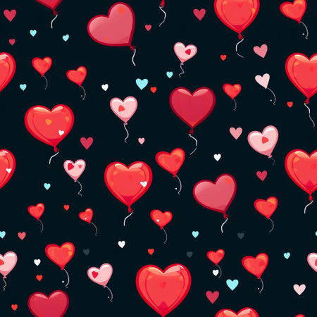 the essence of love with our whimsical heart-shaped balloon pattern, perfect for Valentine's Day. a delightful array of floating heart balloons, creating a charming and romantic ambiance.の素材