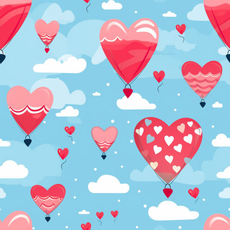 the essence of love with our whimsical heart-shaped balloon pattern, perfect for Valentine's Day. a delightful array of floating heart balloons, creating a charming and romantic ambiance.の素材