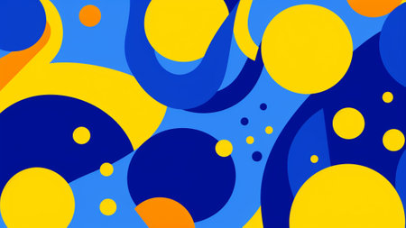 Retro Pop Art pattern featuring a dynamic interplay of sunshine yellow and cobalt blue. This design is perfect for adding a bold, vibrant touch to your creative projects. Ideal for backgrounds, printsの素材