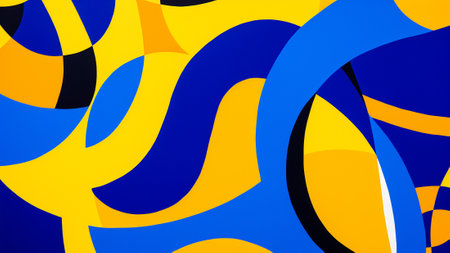 Retro Pop Art pattern featuring a dynamic interplay of sunshine yellow and cobalt blue. This design is perfect for adding a bold, vibrant touch to your creative projects. Ideal for backgrounds, printsの素材