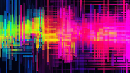 Digital Pixelation Art a modern abstract pattern in vibrant Cyber Pink and Acid Yellow hues. digital-themed pattern is perfect for contemporary graphics, web backgrounds, and artistic creations.の素材
