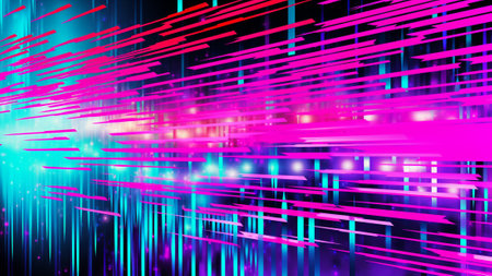 Hot Pink and Neon Turquoise in this captivating digital pixelation pattern. abstract art piece combines vibrant colors and pixelated elements. Perfect for digital backgrounds, prints, and artisticの素材