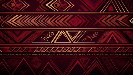 Tribal Elegance collection featuring captivating patterns inspired by tribal art. the richness of deep maroon and tan earthy tones, meticulously designed with bold lines. cultural charm and timelessの素材