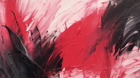 abstract art with our captivating composition featuring bold Crimson Red and sophisticated Charcoal Gray brush strokes. This expressive arrangement brings a modern and vibrant touch to any spaceの素材