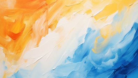 abstract art featuring bold and expressive brush strokes in a stunning combination of sky blue and rust orange. This contemporary masterpiece adds a touch of vibrancy and sophistication to any room.の素材