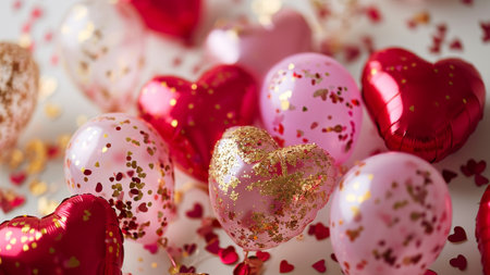 special moments with the enchantment of heart-shaped balloons and confetti. Our curated collection adds a touch of romance to your celebrations, creating a festive atmosphere that lingers in memoriesの素材
