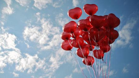 Elevate your celebrations with our enchanting Heart-Shaped Balloon Bouquet. a balloons, each delicately crafted in the shape of hearts, ascends into the sky, carrying messages of love and celebration.の素材