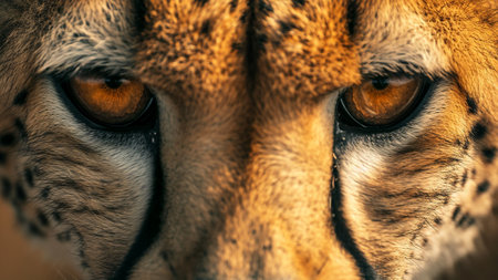 untamed beauty of nature striking close-up photograph capturing the focused eyes and intricate details of a cheetah's face. brings you up-close to the majestic world of these incredible creaturesの素材