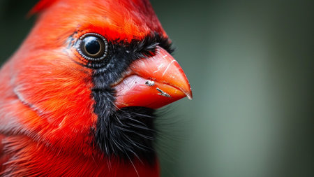 Explore the intricate beauty of a Cardinal's face in this stunning close-up shot. Witness the focused gaze and vibrant details that make these birds truly remarkable. This documentary-style photographの素材