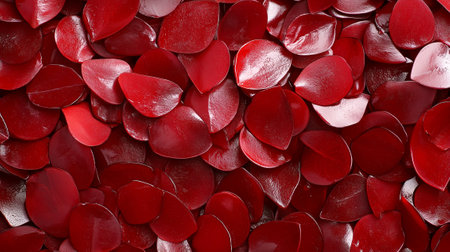 Glossy red petals create vibrant and rich texture, perfect for adding touch of elegance and warmth to any design. deep red color evokes feelings of passion and romance.の素材