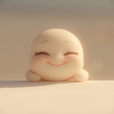 A Joyful cartoon emoji with smiling face and cheerful expressionの素材