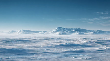 A remote arctic ice field vast empty frozen icy blue landscape, serene winter wildernessの素材